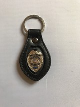 Police Officer  Blue Line  Mini Shield    Leather Key Chain SILVER - £8.56 GBP