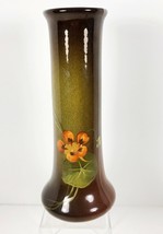 Owens Art Pottery Utopian #08 Brown Orange Pansy Flower Pattern 10.5&quot; As Is - £39.56 GBP