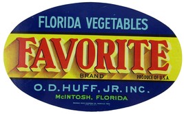 Favorite Brand, McIntosh Florida, Vegetable Crate Label USA - £4.92 GBP
