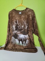 VINTAGE Back To Earth Shirt Mens XL Brown Bull Elk Wildlife Long Sleeve ... - $39.19
