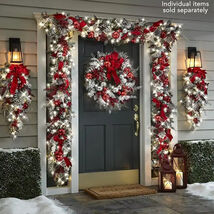 2025 Flocked Flower Christmas Garland Rattan Door Hanging Wreath - $51.58 CAD+
