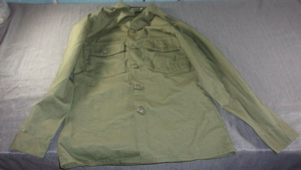 1978 VIETNAM ERA OG-507 OLIVE GREEN UTILITY POLY/COTTON MAN&#39;S SHIRT 14.5... - $30.95