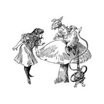 Alice Speaks with the Caterpillar Wall Decal - Pen and Ink Style - 28&quot; wide x 25 - £21.57 GBP