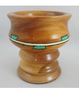 Turned Wood Chalice Goblet Pedestal Bowl Hand Carved Painted Art Deco Va... - £38.64 GBP