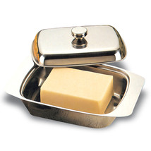 Appetito Stainless Steel Butter Dish with Cover - £38.92 GBP