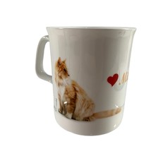 Wellington Cat Lady Heart Mittens Mug Coffee Cup White Yellow Ceramic - £11.84 GBP