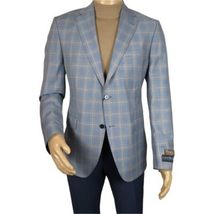 Men's Mono Turkey Sport Coat 100% Super 180s Wool 1522-02 Blue Brown Plaid image 5