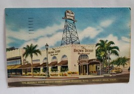 Beverly Hills CA California - Brown Derby Restaurant - Linen Postcard - Ca 1948 - £8.23 GBP