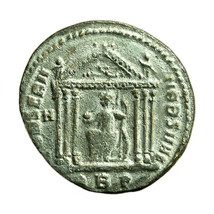 Roman Coin Maxentius Follis AE24mm Head / Hexastyle Temple Roma 03968 - £39.56 GBP