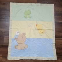 Vintage CARTER'S Bear Duck Frog bubbles Reversible Baby Blanket 28x34" NEW NWT - £47.47 GBP