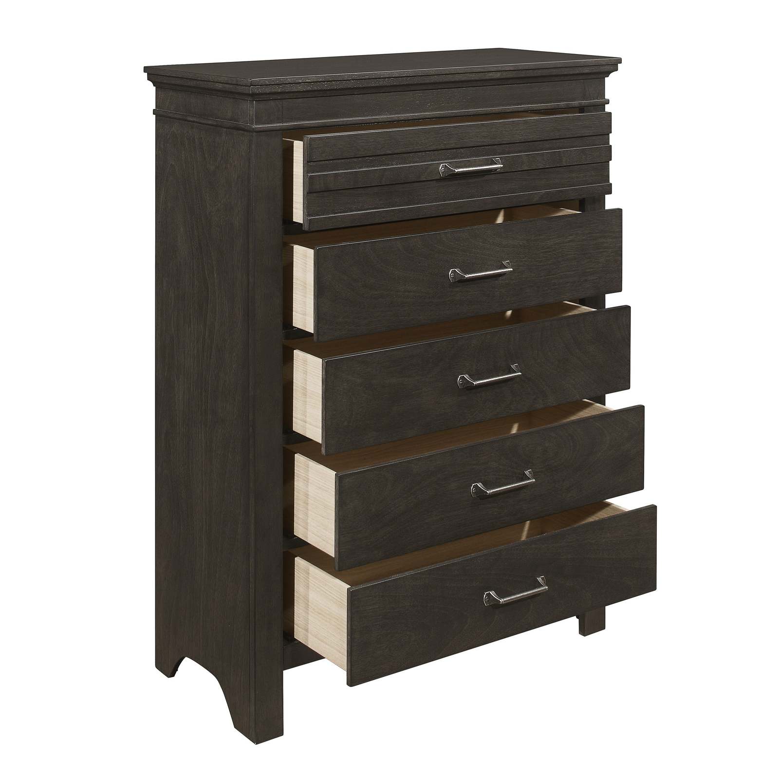 Charcoal Gray 5-Drawer Chest - Transitional Wood Bedroom Bedroom Furniture Item image 3