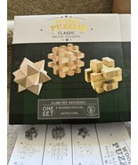 Wood Puzzle Brain Teaser Classic Logic Game Stick Structure Lot of 3 - $13.86