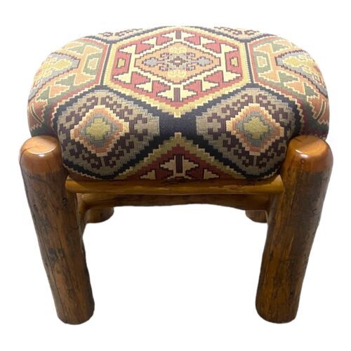 Primary image for Navajo Woven Tapestry Stool Ottoman Bench Chair 21" Rustic Wood Southwestern