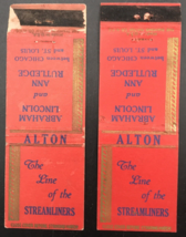 Lot of 2 VTG Alton Railroad Abraham Lincoln &amp; Ann Rutledge Train Matchbook Cover - £11.66 GBP