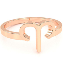 Aries Zodiac Sign Ring In Solid 10k Rose Gold - £133.65 GBP