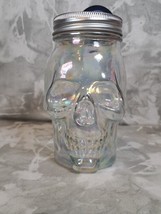 Halloween Glass Skull Iridescent Jar With Lid/Halloween Candy Car/Snack Jar - £6.17 GBP