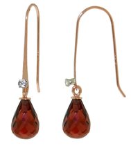 Galaxy Gold GG 14k Rose Gold Fish Hook Earrings with Diamonds and Garnets - £213.95 GBP+