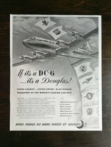 Vintage 1948 Douglas DC-6 Airplane Full Page Ad - $6.64