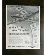 Vintage 1948 Douglas DC-6 Airplane Full Page Ad - £5.23 GBP