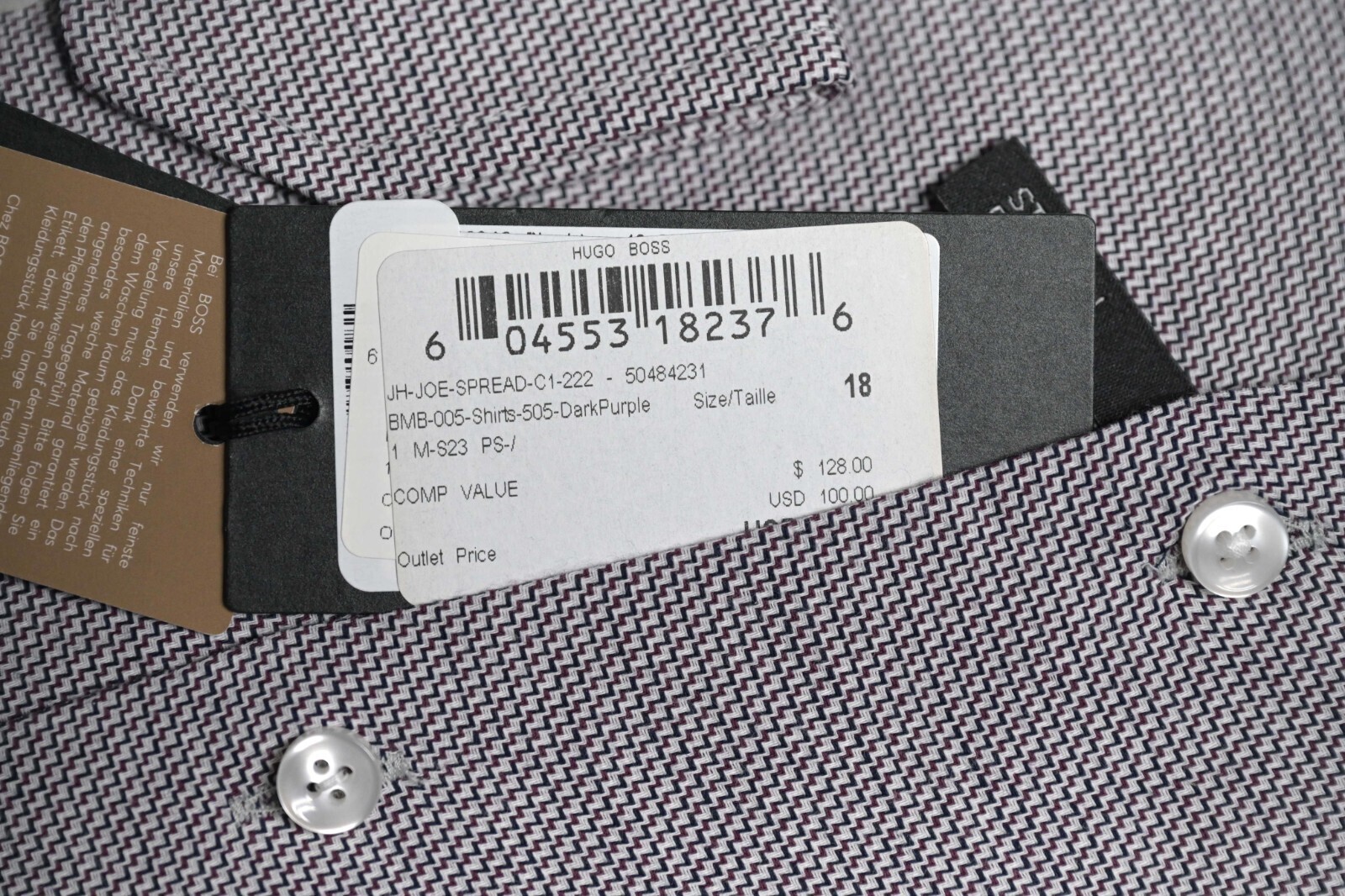 HUGO BOSS Hombre Joe Spread Fácil Hierro Reg Fit Algodón Elástico Camisa 41 16 Item image 13