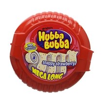 Wrigley&#39;s Hubba Bubba Snappy Strawberry Mega Long Chewing Gum 180cm (Pack of 12) - $41.00