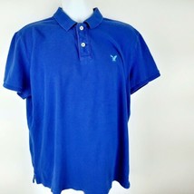 American Eagle Outfitters Men&#39;s Polo Shirt Size Large Blue Classic Fit TX3 - £6.56 GBP