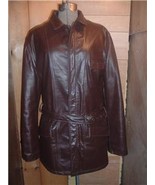 Vintage Brown Genuine Leather Car Coat Jacket S/M Nice! Sears - £77.87 GBP