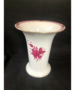 HEREND, RASPBERRY CHINESE BOUQUET APPONYI VASE HANDPAINTED PORCELAIN - £94.64 GBP