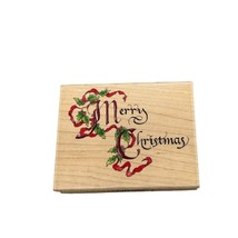 Stamps Happen &quot;Merry Christmas&quot; with Ribbon and Holly Caligraphy 50062 Crafts - £6.01 GBP