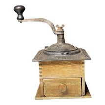 Vintage Coffee Bean Mill Grinder Wooden Cast Iron Crank &amp; Wooden Knobs - £47.05 GBP