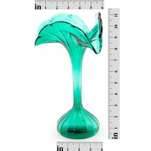 Mid-Century Green Glass Trumpet Glass Vase With Bulbous Base - £403.54 GBP