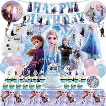 Frozen Birthday Party Decorations Banner Hanging Swirls Cake Topper Cupc... - $44.33