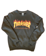 Thrasher Magazine Flame Logo Black Skateboards Streetwear Man Women Medi... - £24.74 GBP