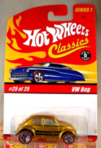 2005 Hot Wheels Classics Series 1 25/25 VW BUG Gold Variant w/Red Line 5 Spokes - $21.75