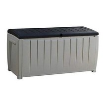 Novel 90 Gallon Black And Grey Plastic Deck Storage Box Lockable Water Resistant - $110.87