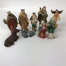 Vtg Nativity Lot Molded Plastic Christmas 10 pieces Angel Animals Wise men - £27.21 GBP