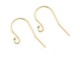 ( Y ) 1 PAIR   14K solid Yellow  gold  Earwire French  Hook  Ball Earring #b1 - £31.64 GBP