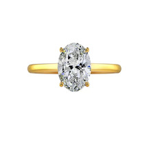 Lab Grown 1.09 Cts Oval Cut G VVS2 CVD Solitaire Diamond Ring 14k Yellow... - $840.00