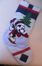 Vintage Disney Micky Mouse Christmas Stocking Patchwork and Applique 20&quot; - £11.83 GBP