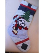 Vintage Disney Micky Mouse Christmas Stocking Patchwork and Applique 20&quot; - $14.85