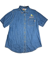 Looney Tunes Woman Blue Denim Tweety Short Sleeve Pocketed Shirt size 14... - $425.42 MXN
