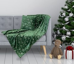 Lady Sandra Home Fashions Snowflake Holiday Throw Blanket and Pillow Set... - £25.51 GBP