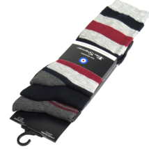Ben Sherman Men&#39;s Dress Socks Striped &amp; Solid 3 Pack Gray Navy Combo One Size - £12.64 GBP
