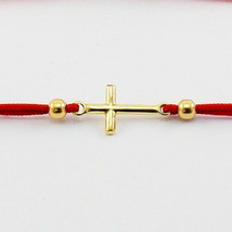Pulsera de hilo rojo de Kabbalah 14k oro sólido cruz cristiana protección... - £112.36 GBP