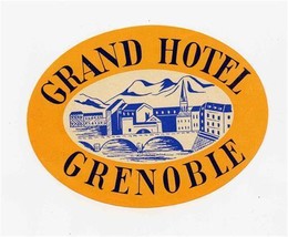  Grand Hotel Luggage Label Grenoble France  - $11.88