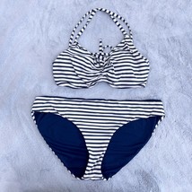Carve Design Striped Two Piece Bikini Swimsuit Blue White Underwire Wome... - $39.59