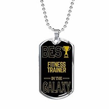 Express Your Love Gifts Best Fitness-Trainer in The Galaxy Necklace Engraved 18k - $69.25