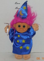 Vintage My Lucky Russ Berrie Troll 10&quot; Doll pink Hair Magician with Wand - $14.29