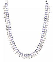 Kendra Scott Oscar Rhodium/Lilac Crystal 26&quot; Statement Necklace NEW - $89.09