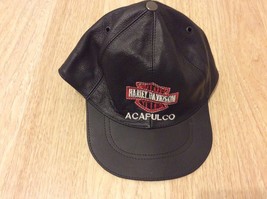Cap Harley Davidson Motor Cycles Acapulco Size S Leather Black - $14.85